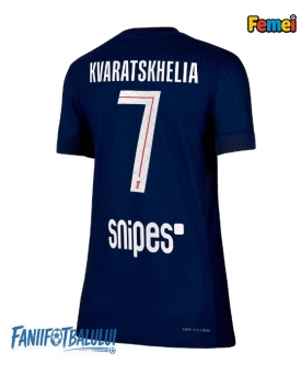 Paris Saint-Germain Khvicha Kvaratskhelia #7 Tricou Fotbal Replică 2025-26 Femei Acasa